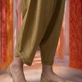 Beige Satin Relaxed Fit Salwar