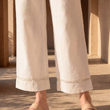 Ivory Linen Blend Daily Wear Palazzos