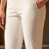 White Straight Fit Cotton blend Capri