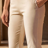 Ivory Straight Fit Cotton blend Capri