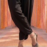 Black Satin Relaxed Fit Salwar