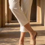 Ivory Cotton Blend Regular Fit Capris