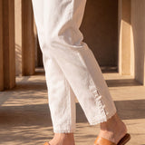 Ivory Poplin Lycra Tapered Essentials Pant