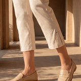 Ivory Straight Fit Cotton blend Capri