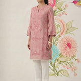 Saaj Light Pink Embroidered Cotton Blend Kurta
