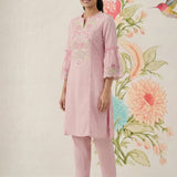 Agasti Baby Pink Embroidered Kurta Set