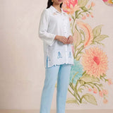 Nriti Ivory Embroidered Cotton- Blend Shirt