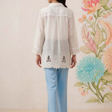 Nriti Ivory Embroidered Cotton- Blend Shirt