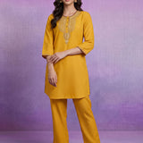 Yellow Embroidered Suit Set with Dupatta