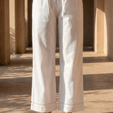 White Linen Blend Daily Wear Palazzos