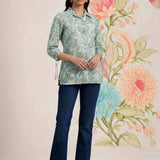 Aro Mint Green Floral Printed Shirt