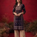 Elena Deep Purple Printed Shantoon Designer Kurti for Women