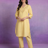 Light Yellow Embroidered Straight Kurta Set