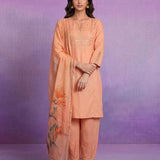 Apricot Embroidered Suit Set with Dupatta