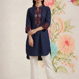 Dinah Denim Blue Embroidered Denim Designer Kurta for Women