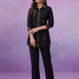 Black  All-Over Printed Cotton Co-ord Set