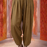 Beige Satin Relaxed Fit Salwar