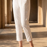 White Poplin Lycra Regular Fit Capri