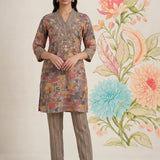 Raima Grey Printed Satin Co-ord Set for Women