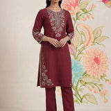Sarina Peach Embroidered Cotton Co-ord Set for Women