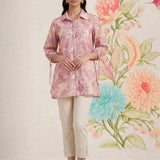 Aro Peach Floral Printed Shirt