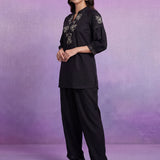 Black Embroidered Co-ord Set