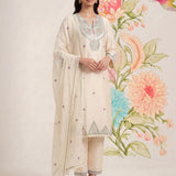 Albeli Ivory Embroidered A-line Suit Set with Dupatta