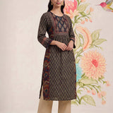 Mehrang Navy Printed A-line Kurta
