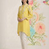 Intira Yellow Embroidered A-line Kurta