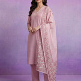 Pink mbroidered Suit Set with Dupatta