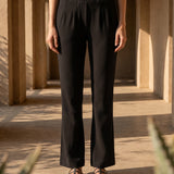 Black Roma Cotton Bootcut Pants