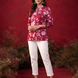 Fuchsia All Over Printed Satin Shirt