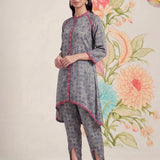 Nesoi Grey Printed Satin Co-ord Set