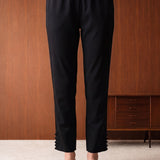 Black  Lycra Full Length Tapered Fit Pant