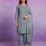 Spa Embroidered Suit Set with Dupatta