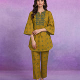 Mustard Dori Embroidery Kurti with Palazzo