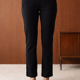 Roma Black Cotton Straight Fit Pant