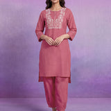 Coral Embroidered Straight Kurta Set