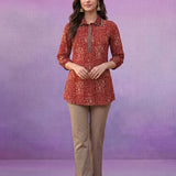 Red All-Over Printed Cotton Top