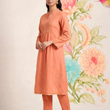 Malang Light Orange Embroidered A-line Kurta Set