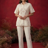 Ivory Embroidered Chanderi Regular Co-ord Set