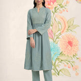 Malang Green Embroidered A-line Kurta Set