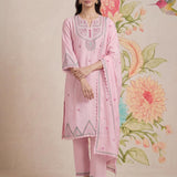 Albeli Pink Embroidered A-line Suit Set with Dupatta