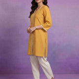 Yellow Embroidered Straight Kurta Set