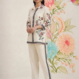 Heer Pristine Ivory Embroidered Rayon Co-ord Set for Women