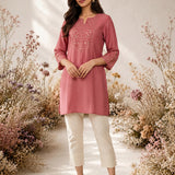 Pink Resham Embroidered Kurti