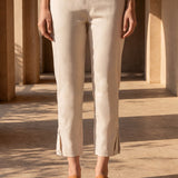 Ivory Straight Fit Cotton blend Capri
