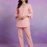 Pink Embroidered Co-ord Set