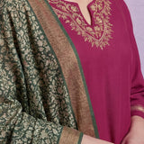 Fuchsia Embroidered Suit Set with contrast Dupatta