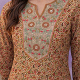 Orange All-Over Placement Printed Straight Suit Set